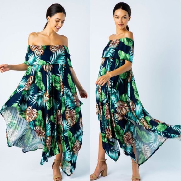 MODA ME COUTURE Dresses & Skirts - TROPICAL DOLLZ Palm Print Dress